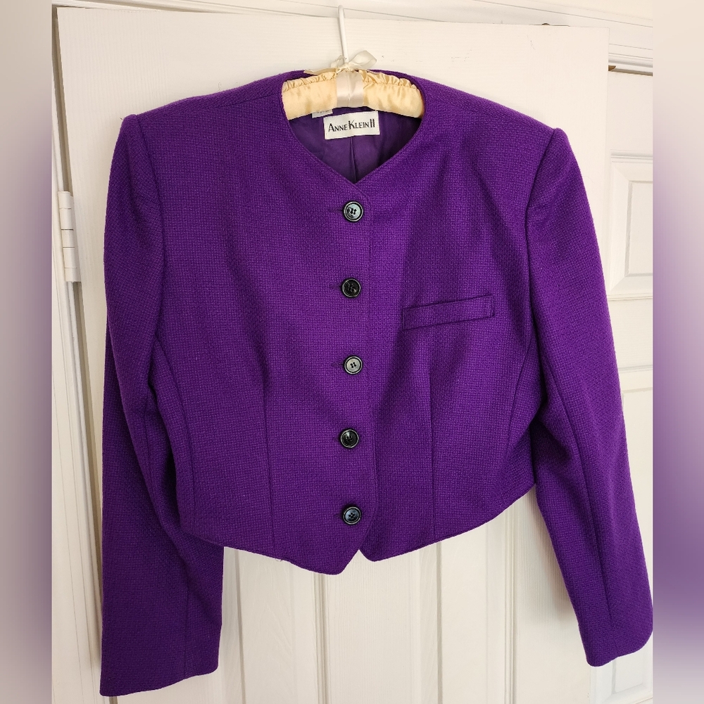 Anne Klein Purple Cropped Blazer